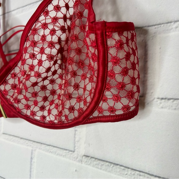 Victoria’s Secret Starburst Red Sheer Mesh Demi Bra size 36C - Picture 4 of 8